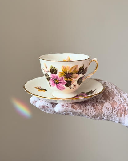 Tasse et soucoupe fleurs d'Automne
