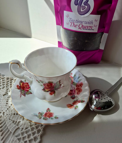 Tasse et soucoupe Roses orangées ROYAL ALBERT petit modèle