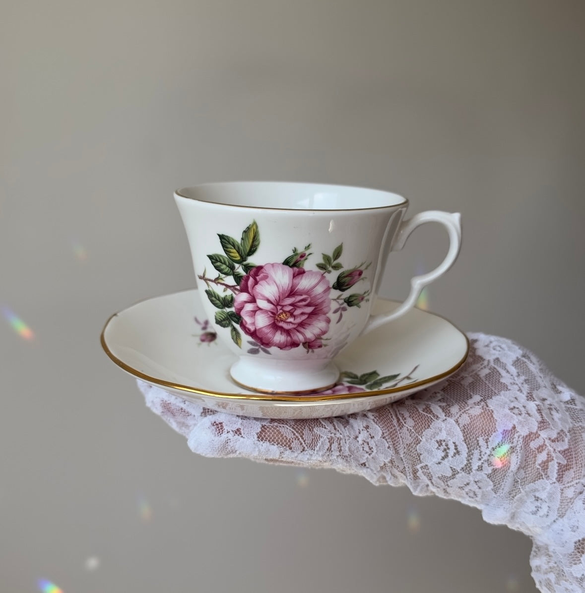 Tea cup and Saucer Pink flowers