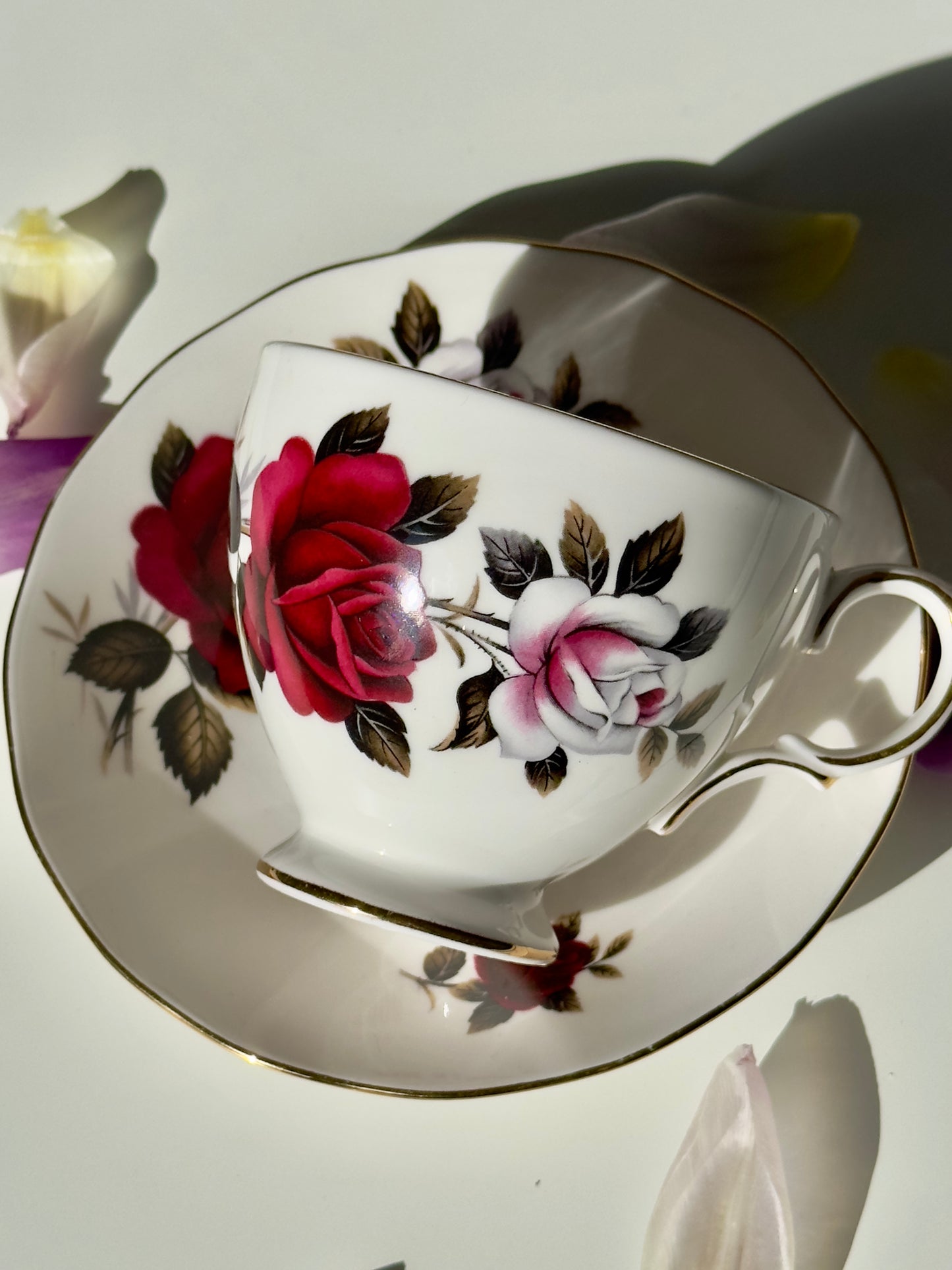 Tea cup and saucer Vintage Bordeaux